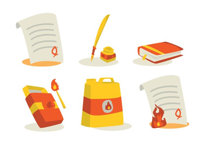 Book and Document Burning Vector Set