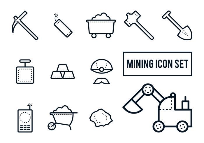 Conjunto de iconos de minería vector