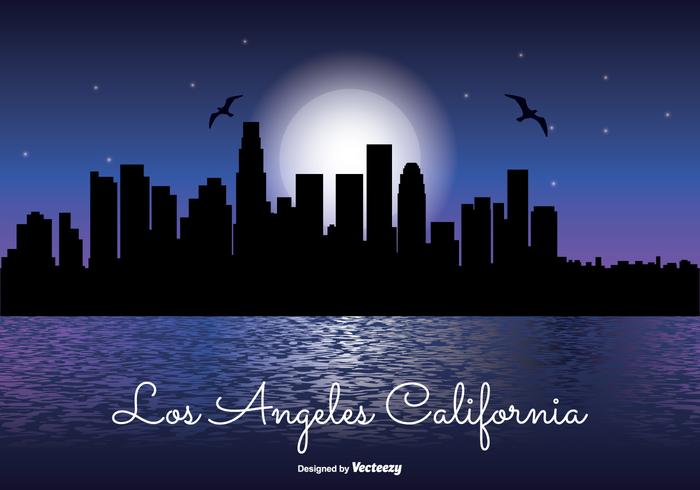 Los Angeles Night Skyline Illustration Los Angeles Night Skyline Illustration