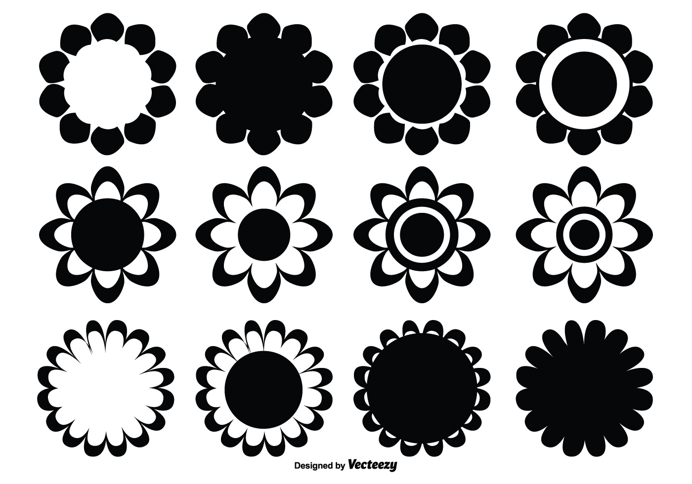 Download Assorted Flower Shape Set 99242 Vector Art at Vecteezy