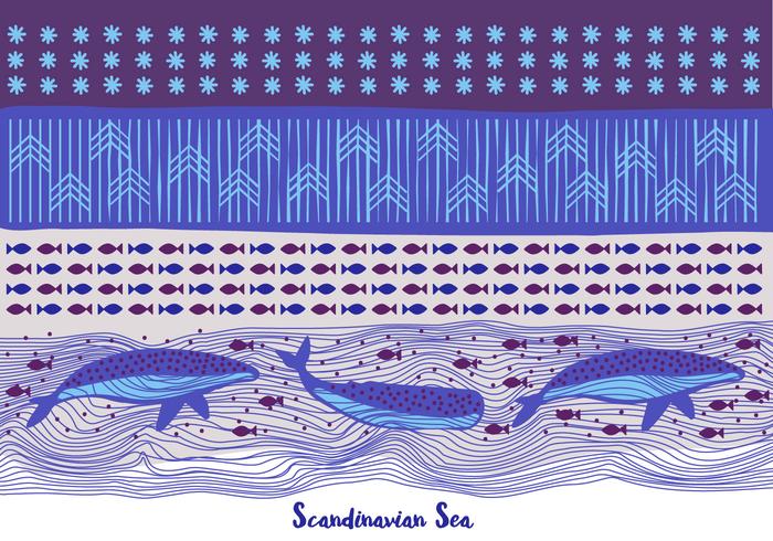 Sea Background with Whales and Pattern vector