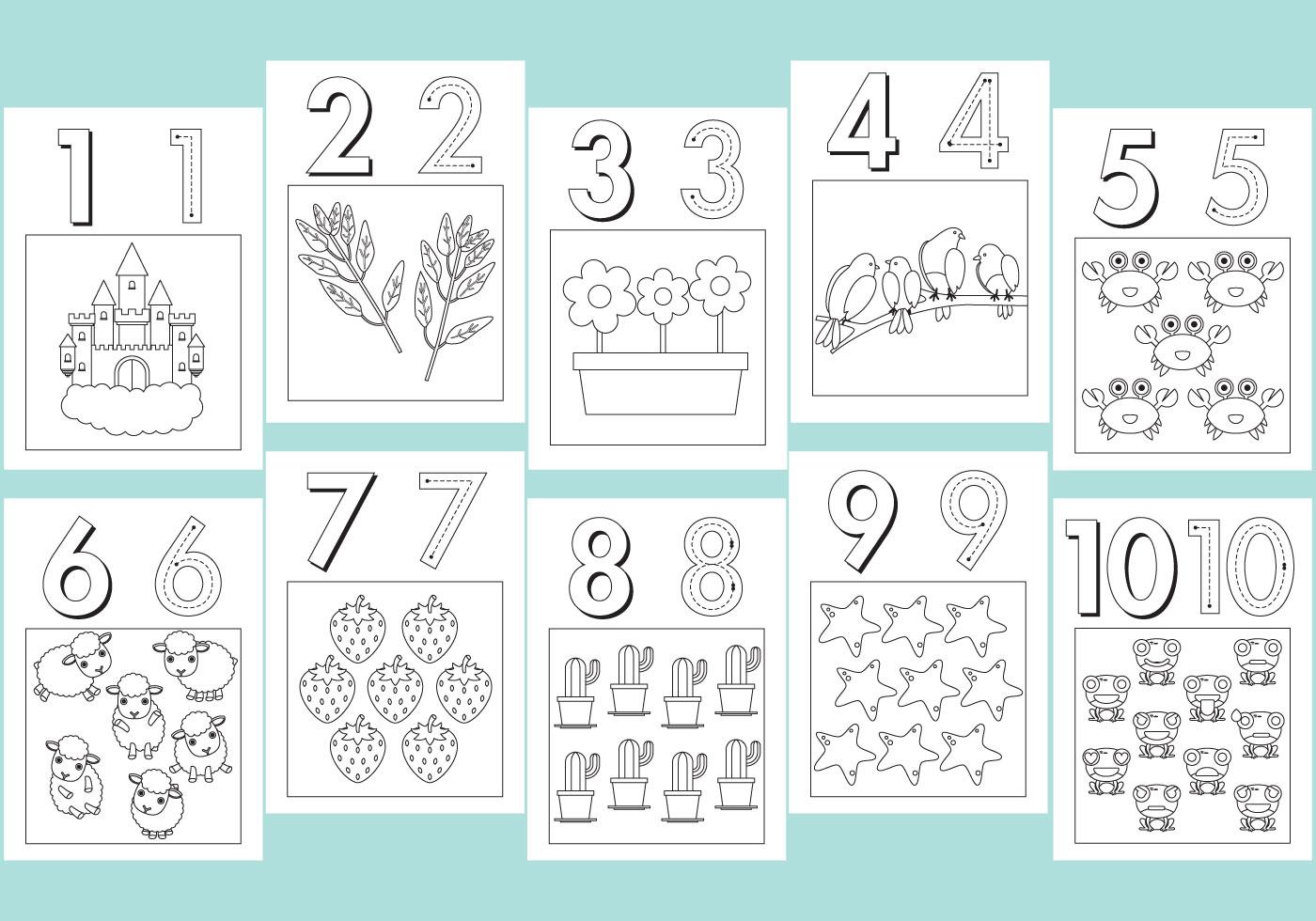 Numbers Coloring Pages 99280 Vector Art at Vecteezy
