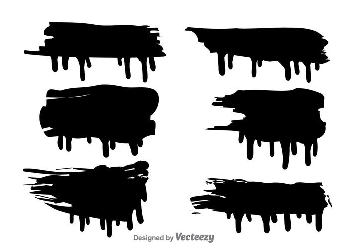 Black Brush Drip Set vector