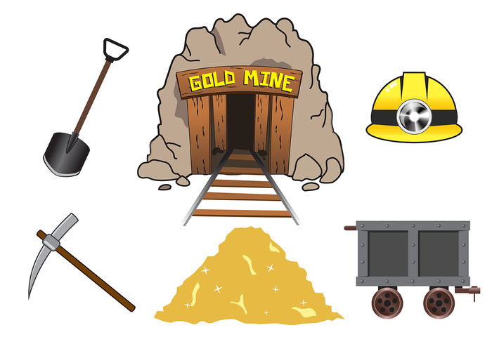 Person worker digging and mining for gold Vector Image