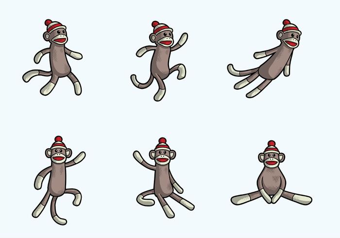 6 Sock Monkeys vector