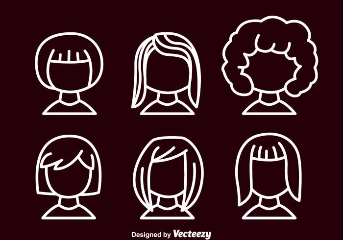 Girl Outline Avatar Set vector