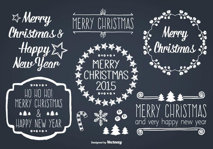 Hand Drawn Style Christmas Label Set Hand Drawn Style Christmas Label Set