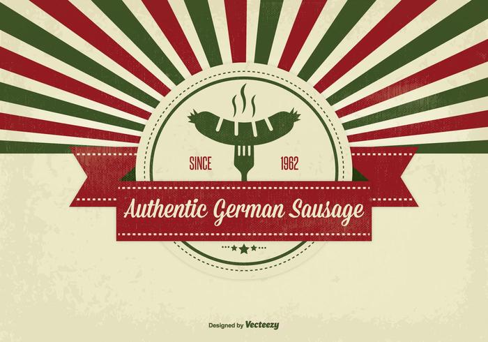 Retro Style German Sausage Illustration Retro Style German Sausage Illustration