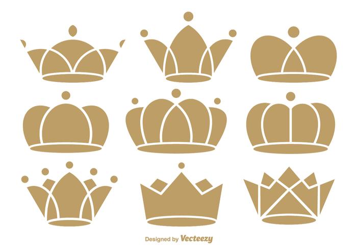 Flat crown icons vector