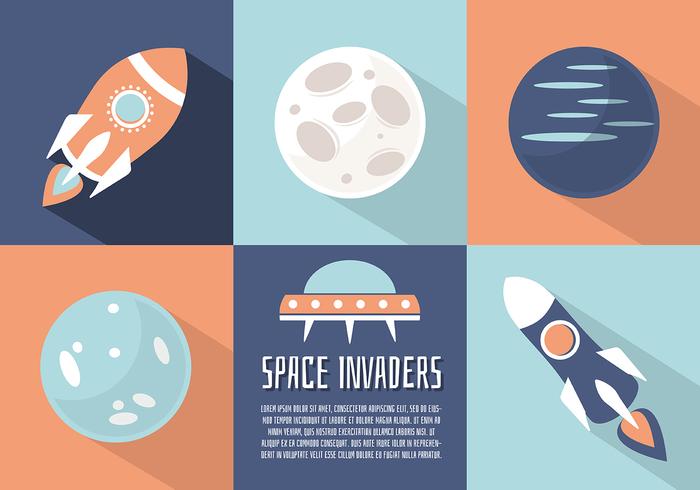 Free Flat Space Landscape Vector Background