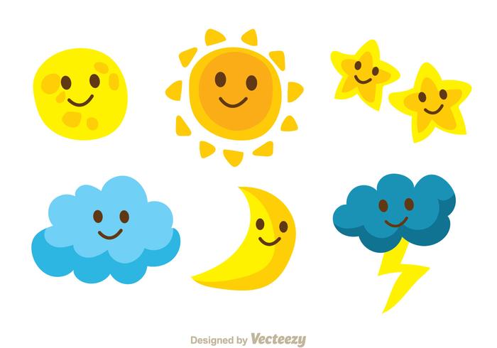 Cute Characters Sky Icons vector