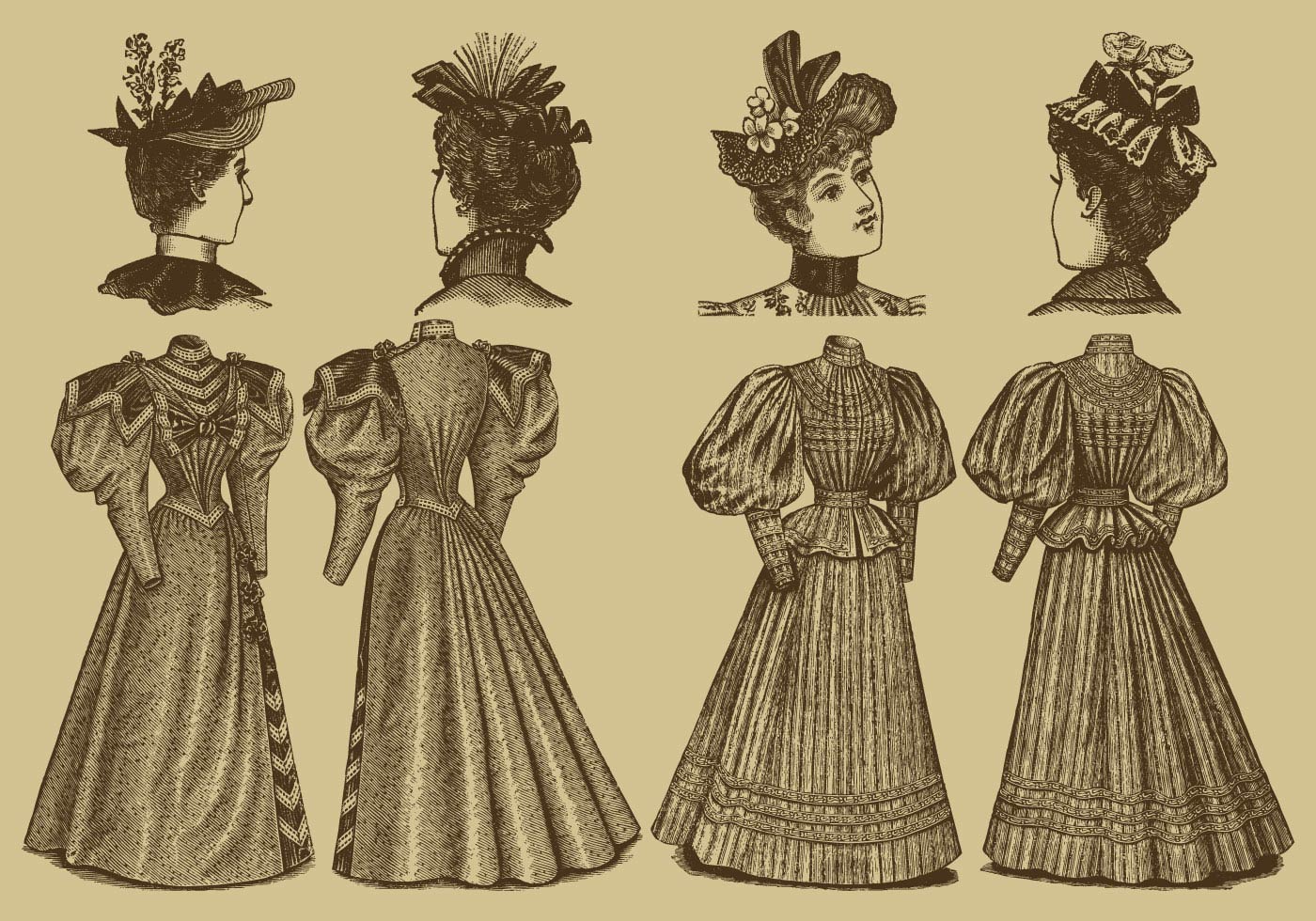 Old Style Dresses 99680 Vector Art at Vecteezy