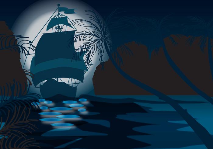 Sea Mystical Night vector