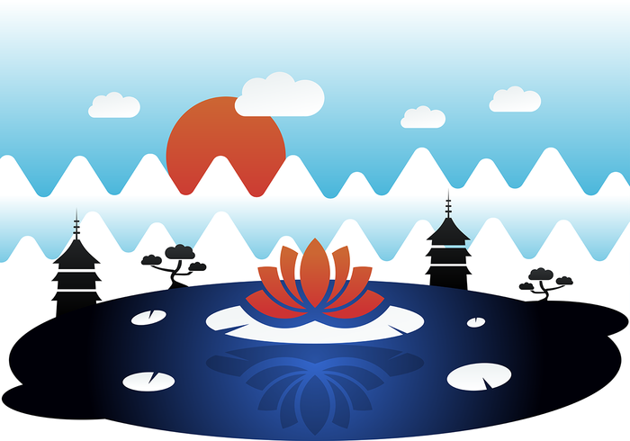 Asian Mystical Vector Landscape