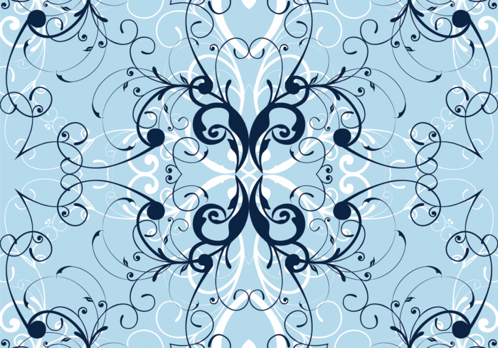 Blue winter floral pattern background vector