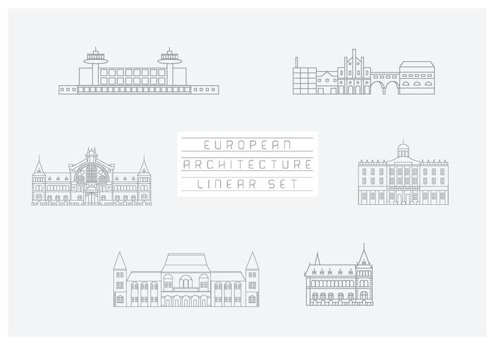 Free Vector Collection of Linear Icons and Illustrations with Buildings Free Vector Collection of Linear Icons and Illustrations with Buildings