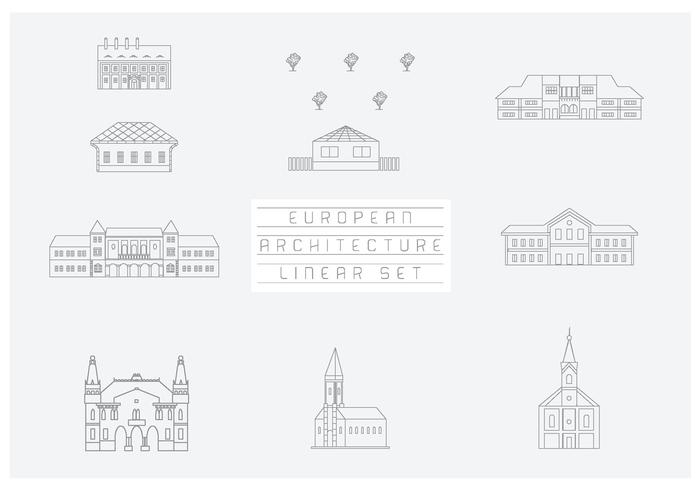 Colección de vector libre de iconos lineales y las ilustraciones con edificios