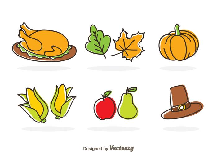 Thanksgiving Cartoon Icons vector