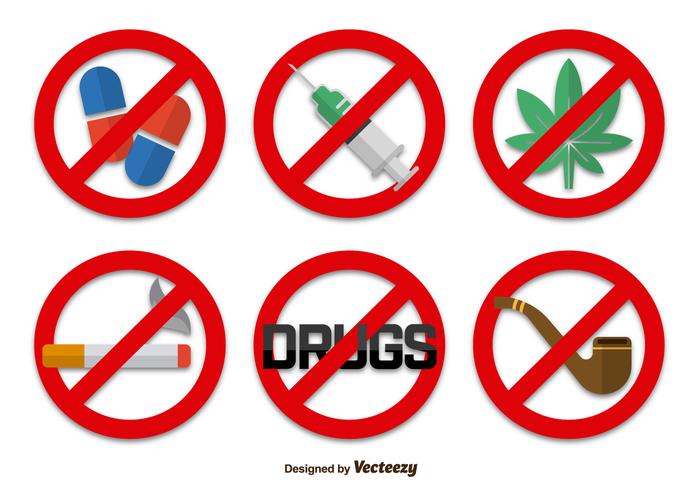 No hay signos de drogas iconos vector