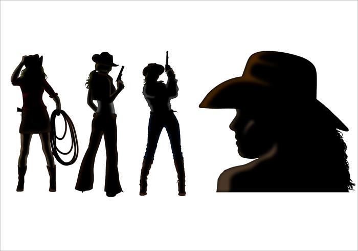 Cowgirl silhouette vectors