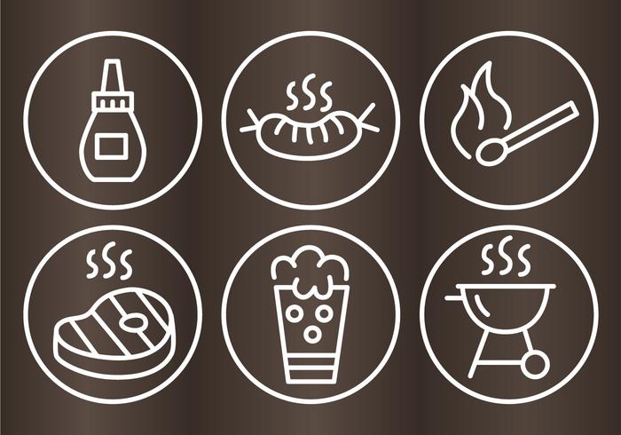 Bbq Grill Outline Icons vector