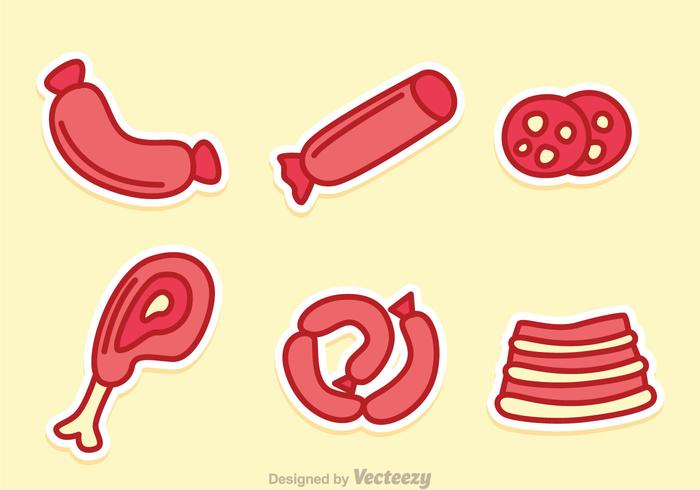 Iconos De Carne Y Salchicha vector