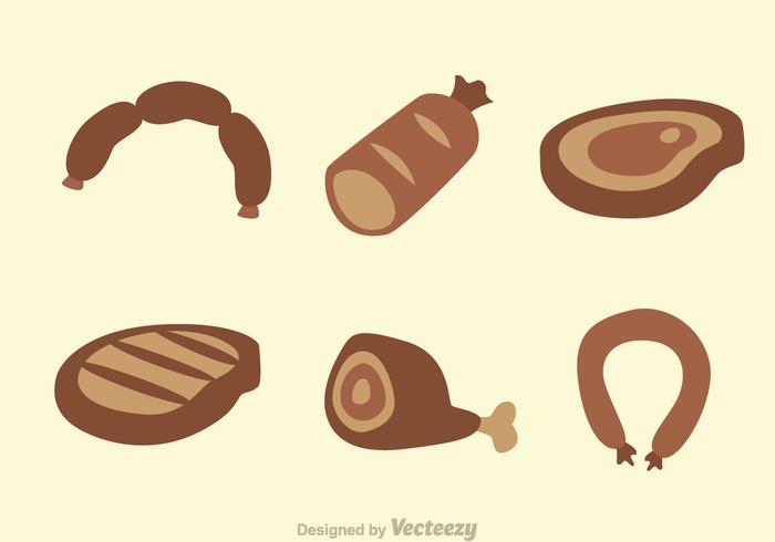 Iconos De Carne Y Salchicha vector