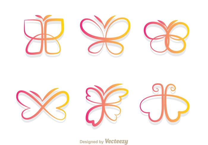 Iconos de gradiente de mariposa vector