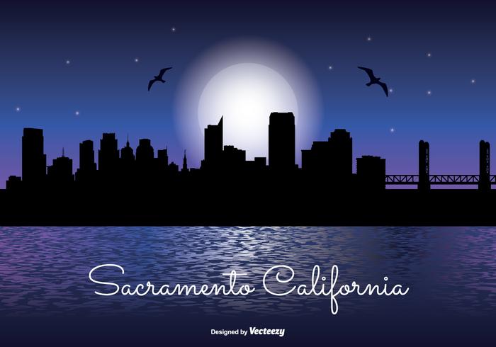 Sacramento Night Skyline Illustration Sacramento Night Skyline Illustration