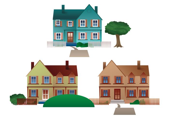 Casas de pueblo residenciales gratis Vector