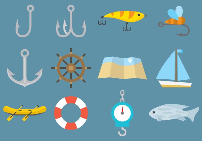 Iconos de la pesca del vector