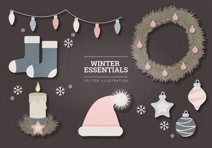Pastel Winter Essentials Vector Illustration Pastel Winter Essentials Vector Illustration