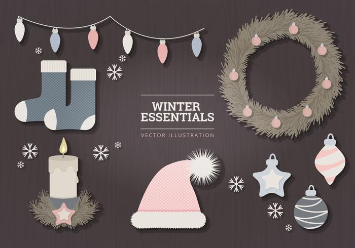 Pastel Winter Essentials Vector Illustration