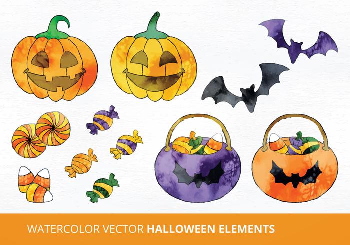 Watercolor Halloween Vector Illustration