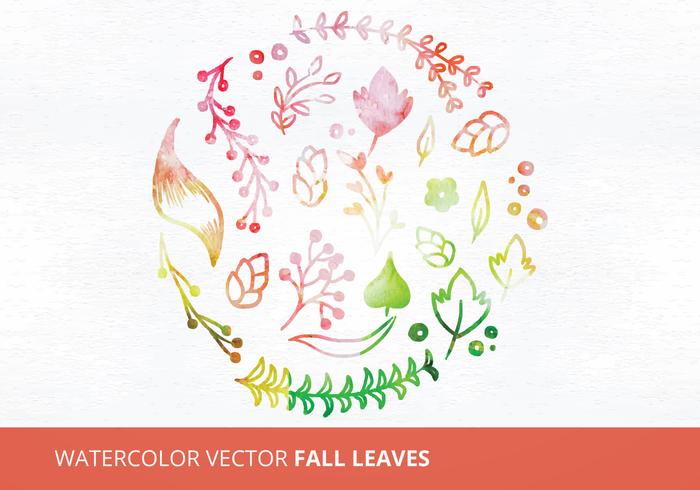 Watercolor Vector Fall Leaves