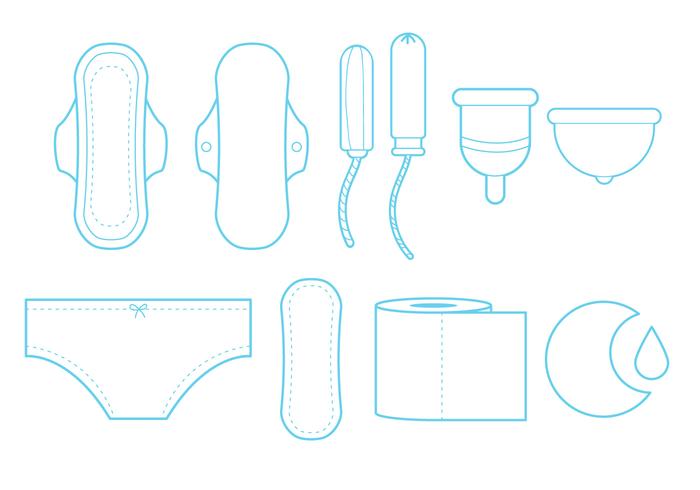 Feminine Hygiene Line Art Icon Set vector