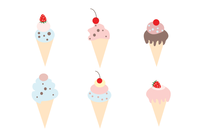 Set of Ice Cream Cone Vectors