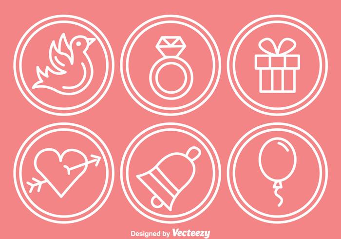 Wedding Outline Circle Icons vector