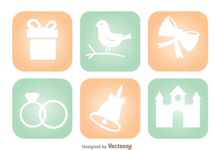 Wedding Round Square Icons vector