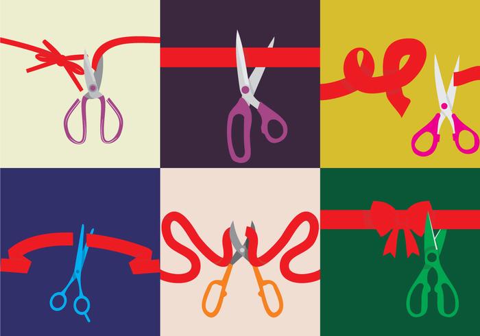 Various Ribbons Cutting Vectors