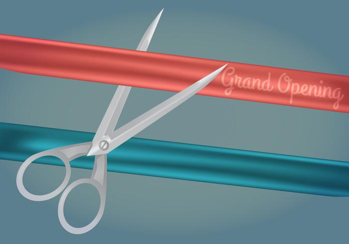 Ribbon Cutting Vector Illustration