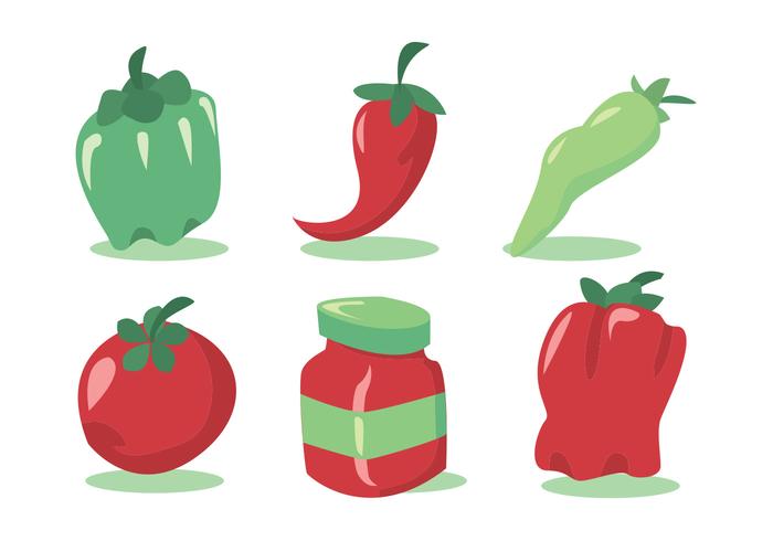 Green Hot Pepper Vector Set