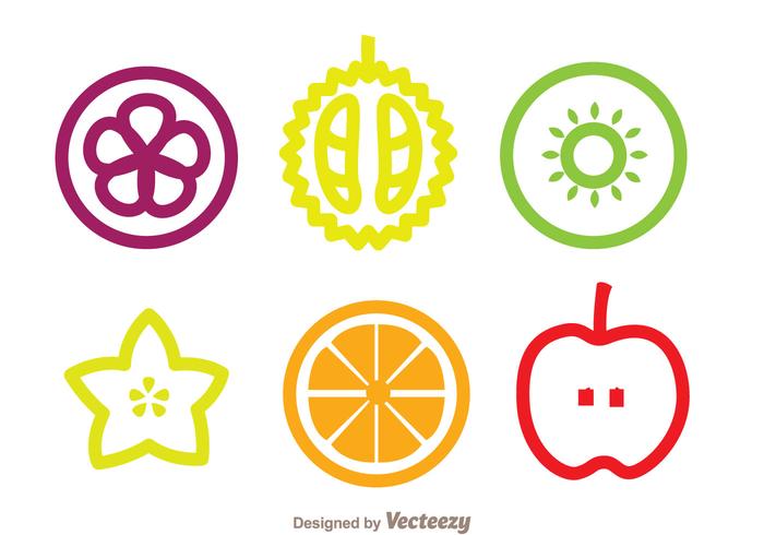 Iconos de las frutas de la rebanada vector