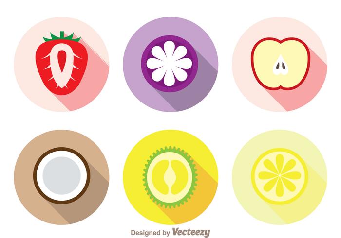 Iconos de la sombra larga de las frutas de la rebanada vector