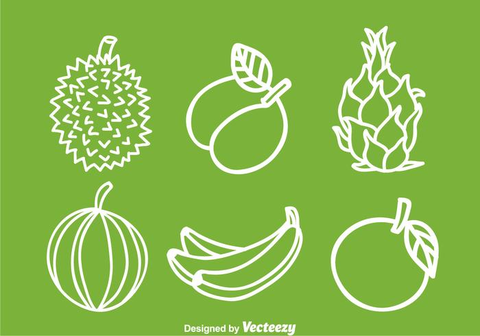 Iconos de frutas blancas vector