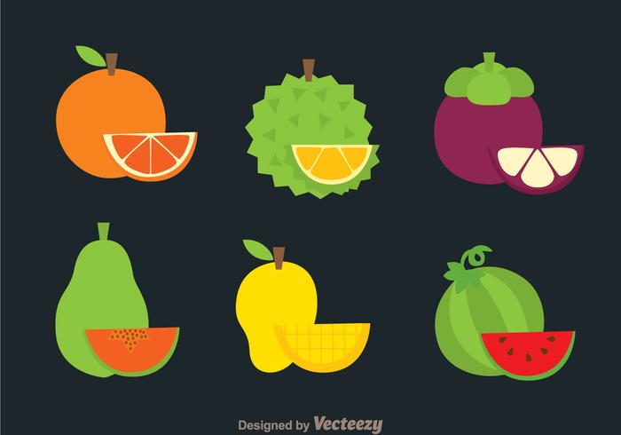 Iconos de frutas tropicales vector