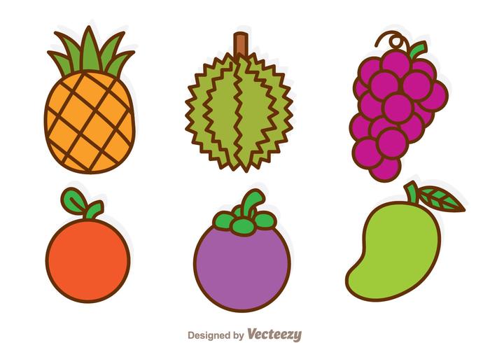 Iconos de dibujos animados de frutas vector