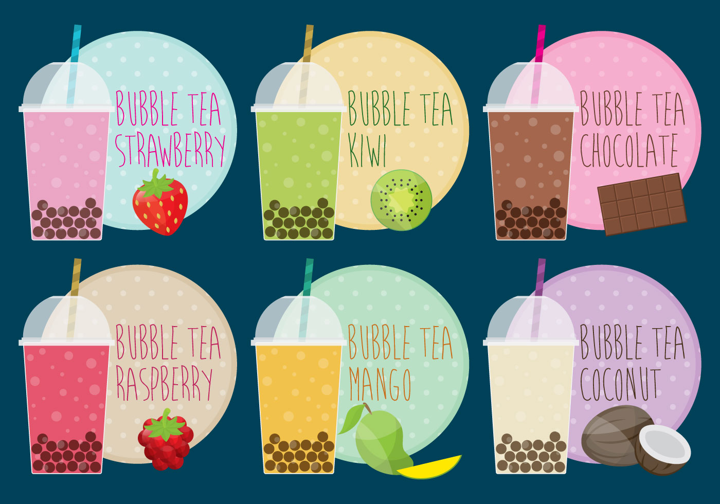 Boba Tea Grawings - Bubble Tea Vector Set - Download Free ...