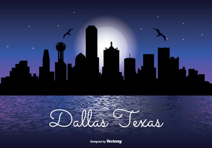 Dallas Texas Night Skyline Illustration Dallas Texas Night Skyline Illustration
