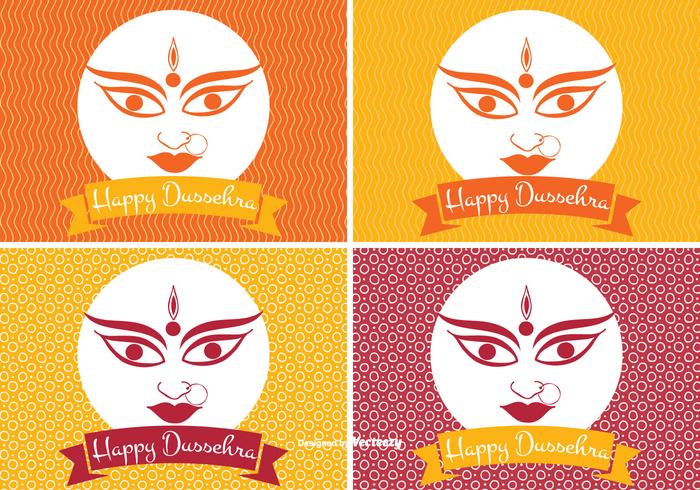 Happy Dussehra Label Set vector